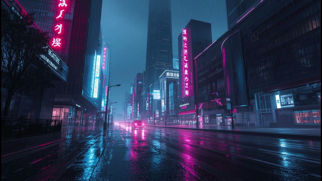 Electric Night Metropolis | Lucid Neon Skyline TV Screensaver (1 Hour Loop)