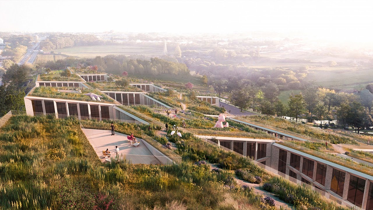 BIG Designs Art-Filled Urban Fashion Village On The Slopes Of Leça River In Porto, Portugal