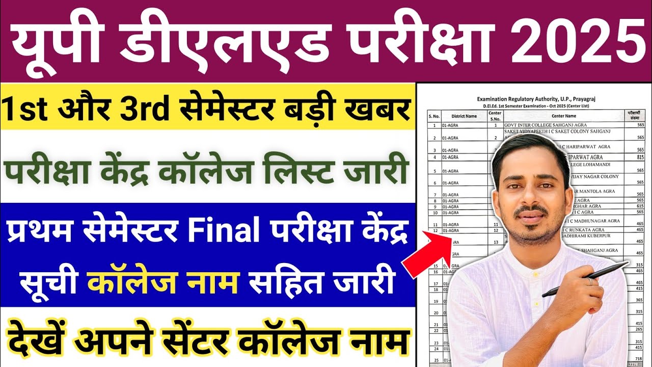 UP DELED 1ST SEMESTER EXAM CENTRE LIST / UP DELED FIRST SEMESTER EXAM / DELED 1ST SEMESTER EXAM 2025