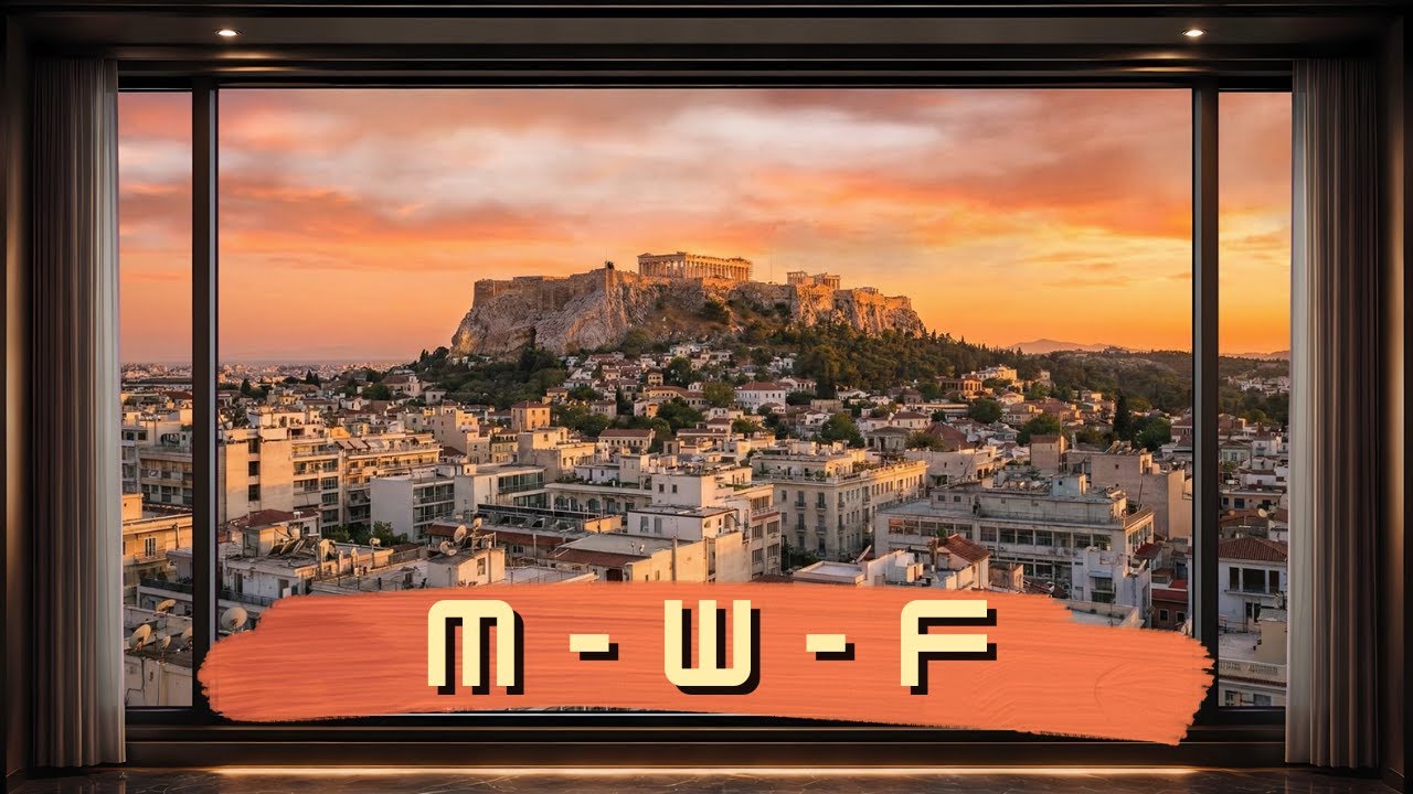 Sunset in Athens , Acropolis View From Luxurious Window - Window Frame - 10 Hours 4K