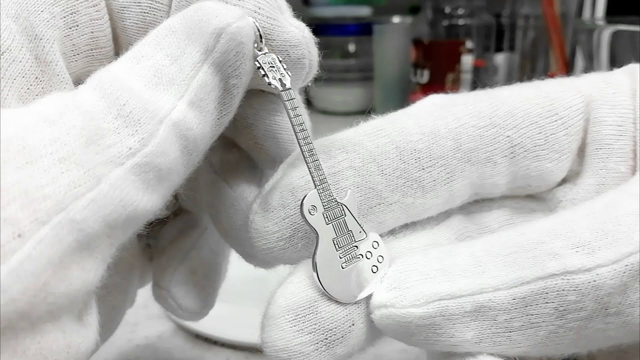 Blues, Jazz, and Rock Music Guitar Necklace Sterling Silver Pendant 1