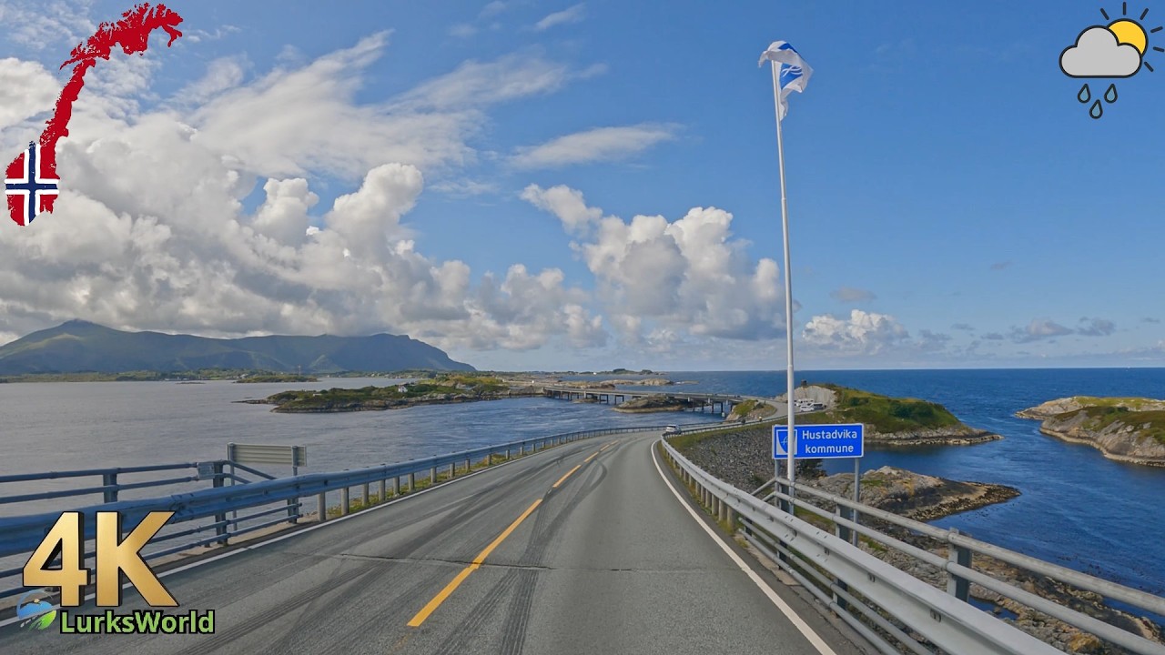 Scenic Drive in Norway -  Atlantic Road to Vinnufossen - 4K60