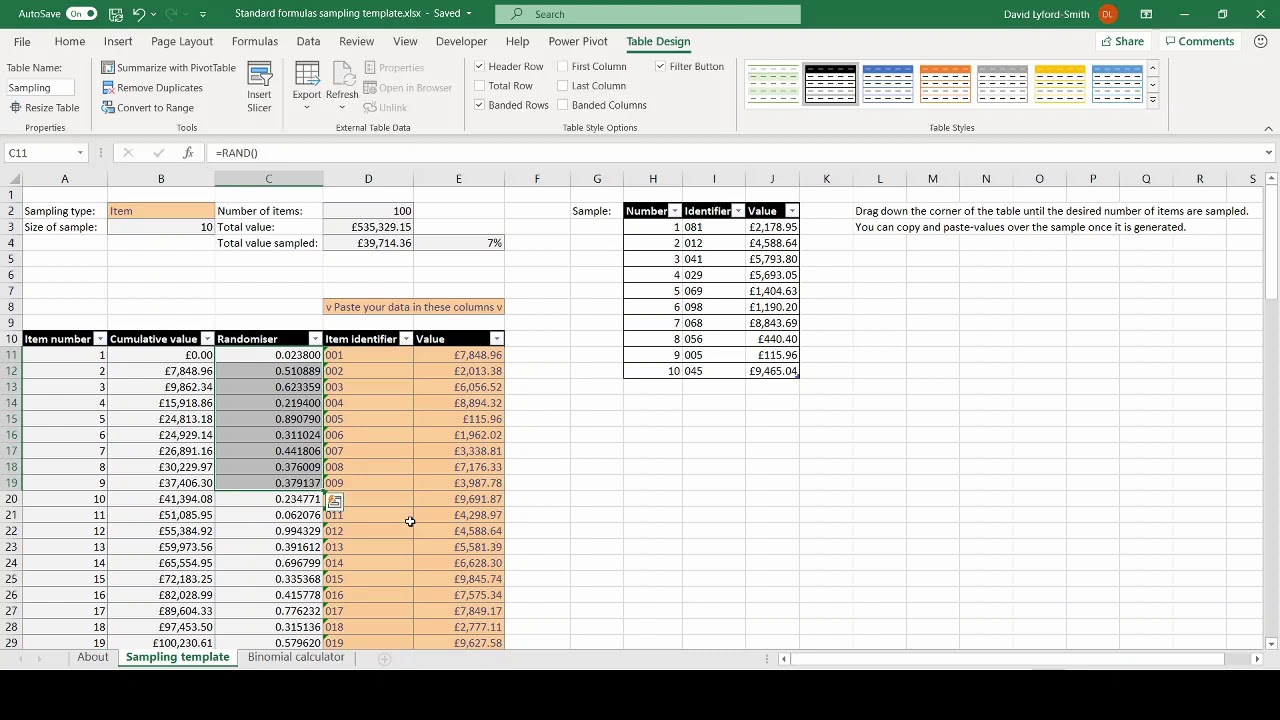 EuSpRIG 2020 – Comparing options for building an audit sampling template in Excel
