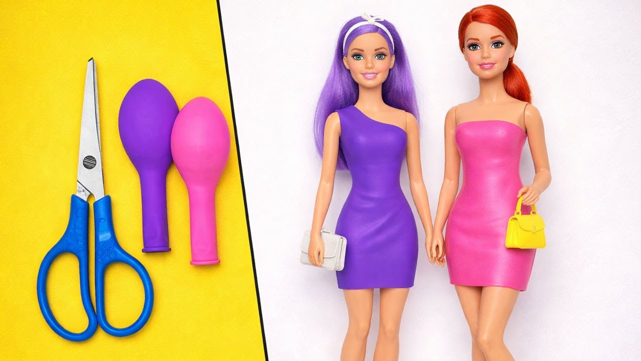 💃✨ No-Sew Doll Outfits! 🎈 DIY Balloon Dresses & More Fashion Fun