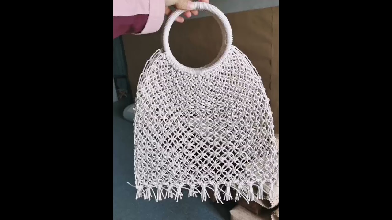 beautiful summer straw beach bag