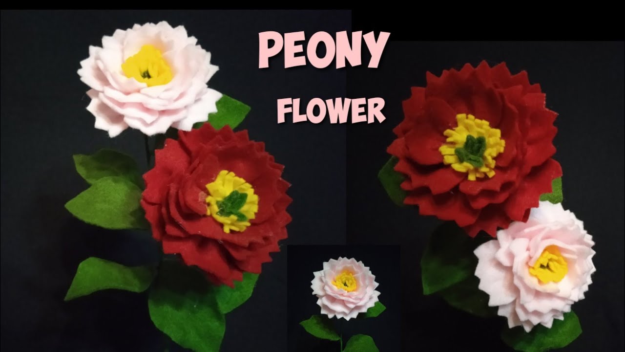 Cara membuat bunga peony dari kain flanel/How to make a felt peony flowers