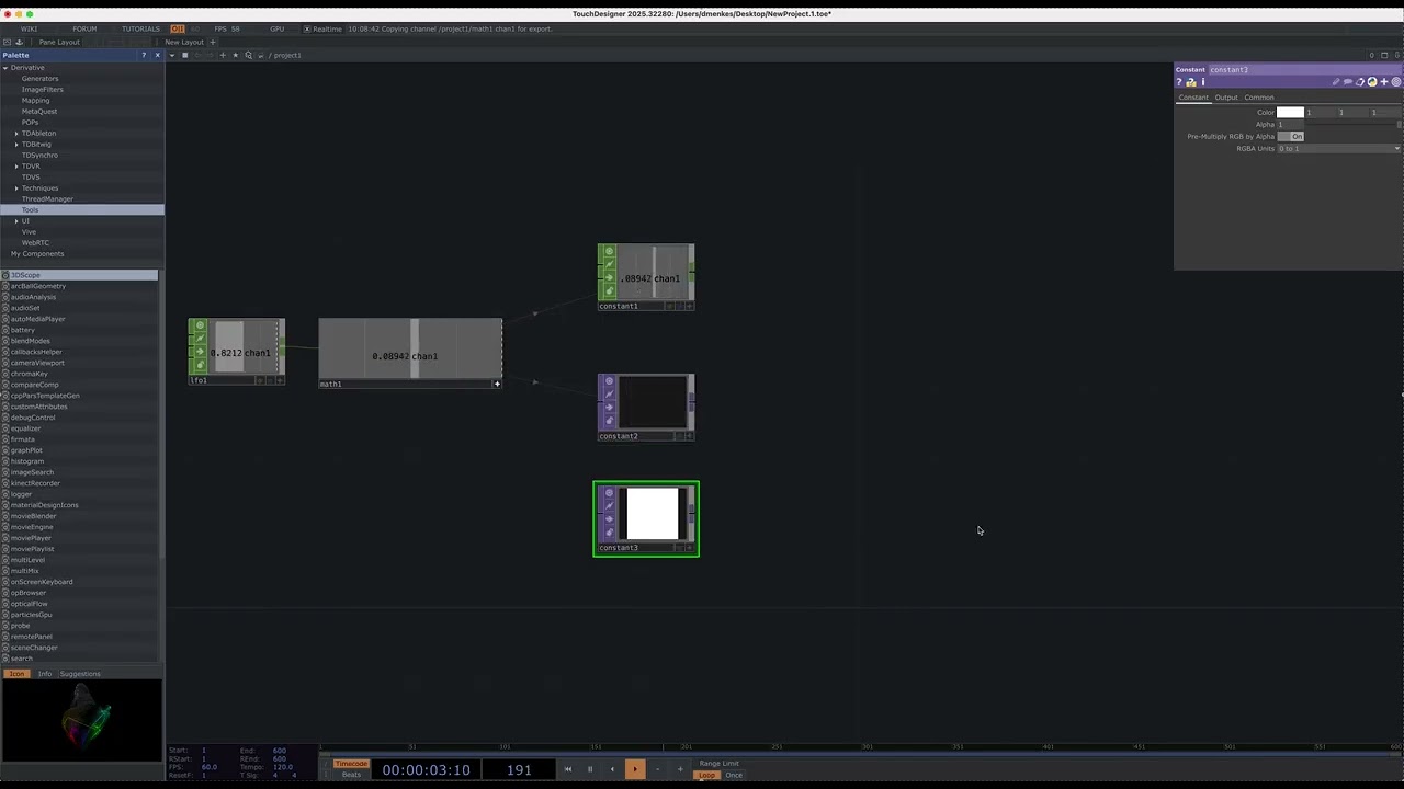 TouchDesigner tutorial how to drag and drop CHOP reference