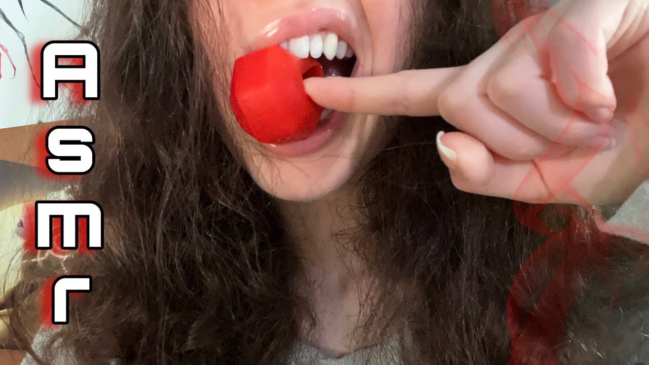 Asmr - Jaw Exerciser Mouth Sounds + Tape Over Mouth Sounds ( pausing lip gloss application, close )