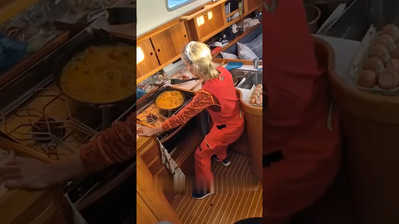 I struggle cooking on land nevermind at sea 😅 #sailing #cooking #boat