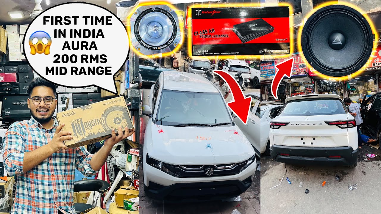 Aura Loudest Midrange 200 Rms Maruti Brezza Complete Audio Setup installed 😱🔥pioneer 5290 stereo