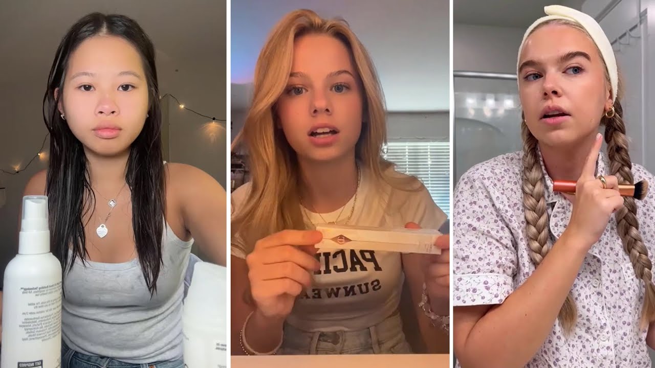 GRWM  ( get ready with me ) Makeup storytime - TikTok compilation ❤️(skincare, makeup, outfits) 127😘