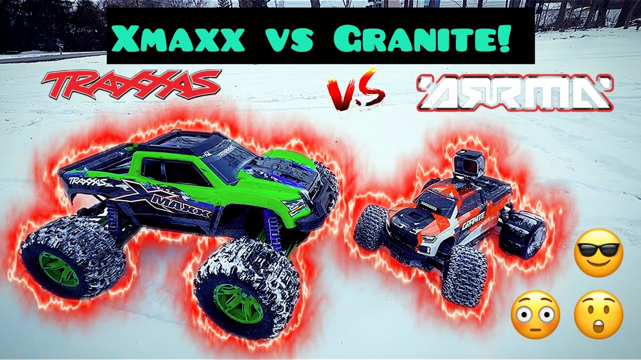 Traxxas Xmaxx 8s VS Arrma Granite 223s EPIC Backyard SNOW BASH! ❄️