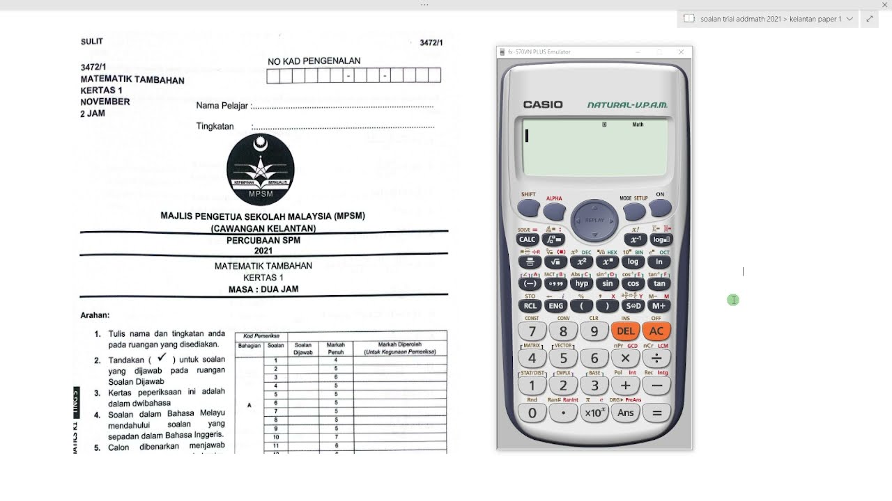 Trial SPM Kelantan 2021 | Addmath | Paper 1