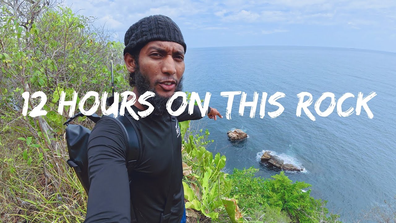 Fishing off a Rock for the next 12 hours | Face To Face with a Barracuda | Rock Fishing | jigging 🇹🇹