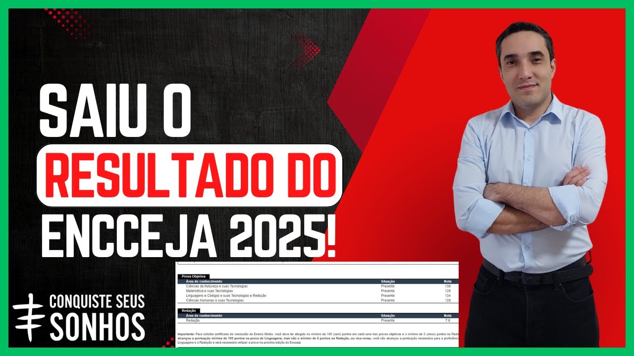 SAIU O RESULTADO DA PROVA DO ENCCEJA 2025!