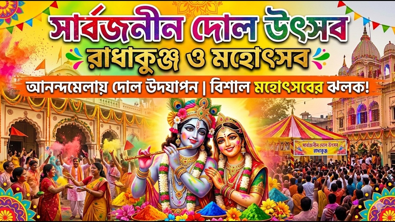 সার্বজনীন দোল উপলক্ষ্যে রাধাকুঞ্জ ও মহোৎসব || Prabhu Kirtan Live || আনন্দবেলায় দোল উদযাপন