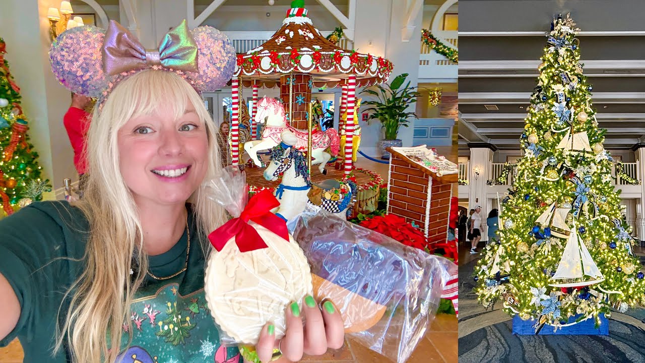 Disney’s Beach Club, Yacht Club & Boardwalk FULL HOLIDAY TOUR! GINGERBREAD, CHRISTMAS TREES & TREATS