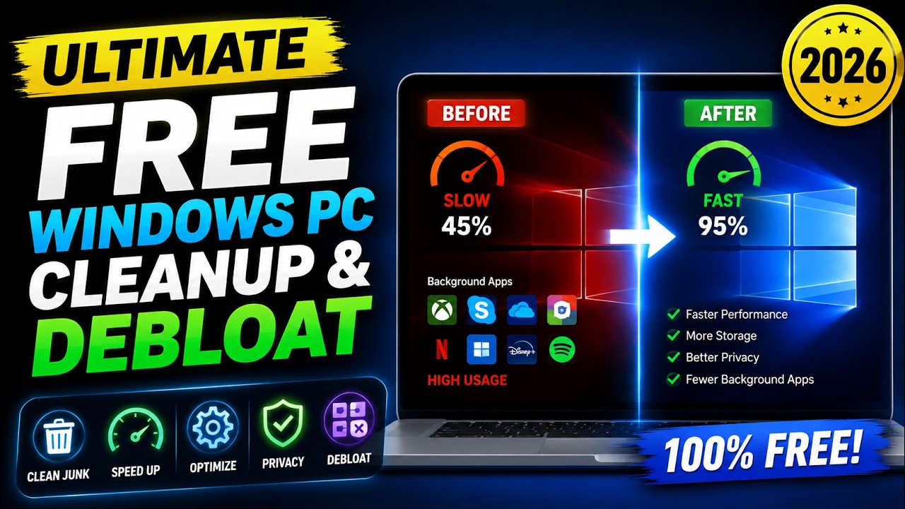 Ultimate FREE Windows PC Cleanup & Debloat Guide (2026)