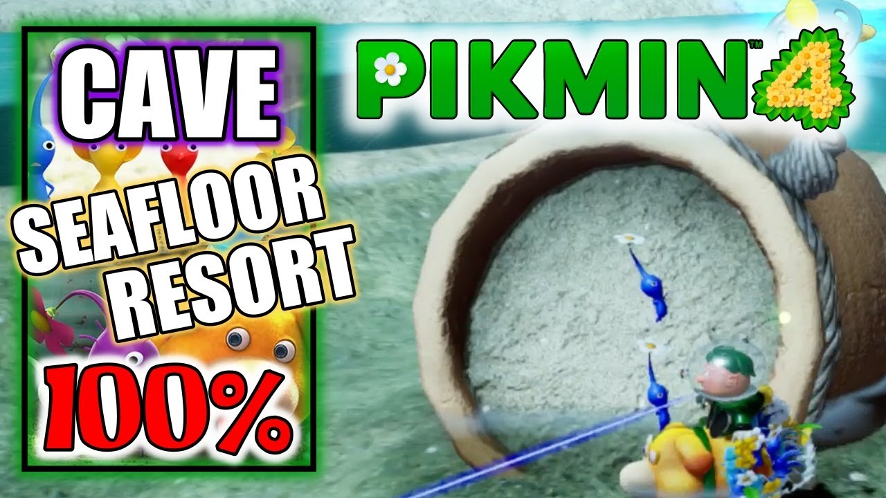 Pikmin 4 - Seafloor Resort Cave 100% - All Collectibles, Onions, Treasures, Rescues & Sparklium