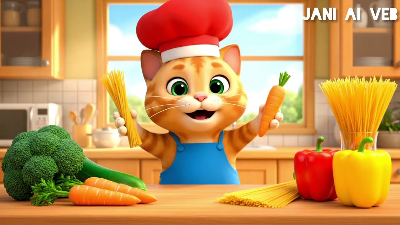 👉 Cute 3D Cat Cooking Noodles | Funny Cat Story