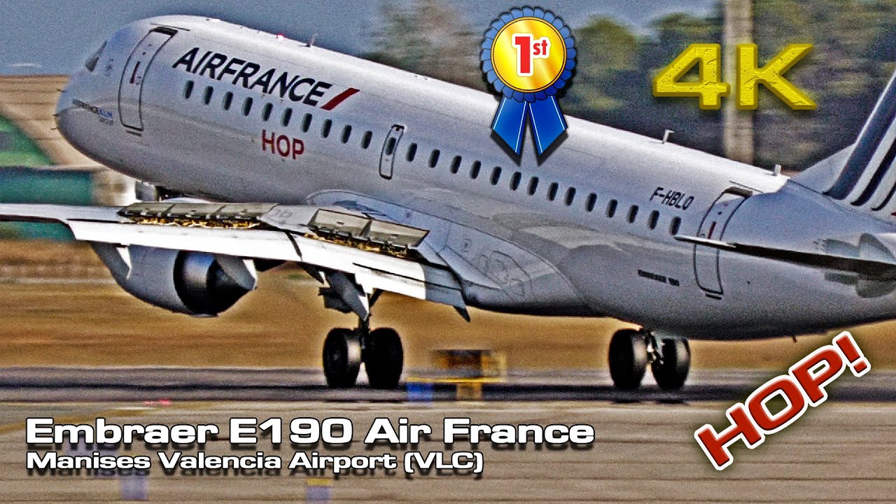 Air France HOP (E190) First Time in Valencia (What a landing) F-HBLO!