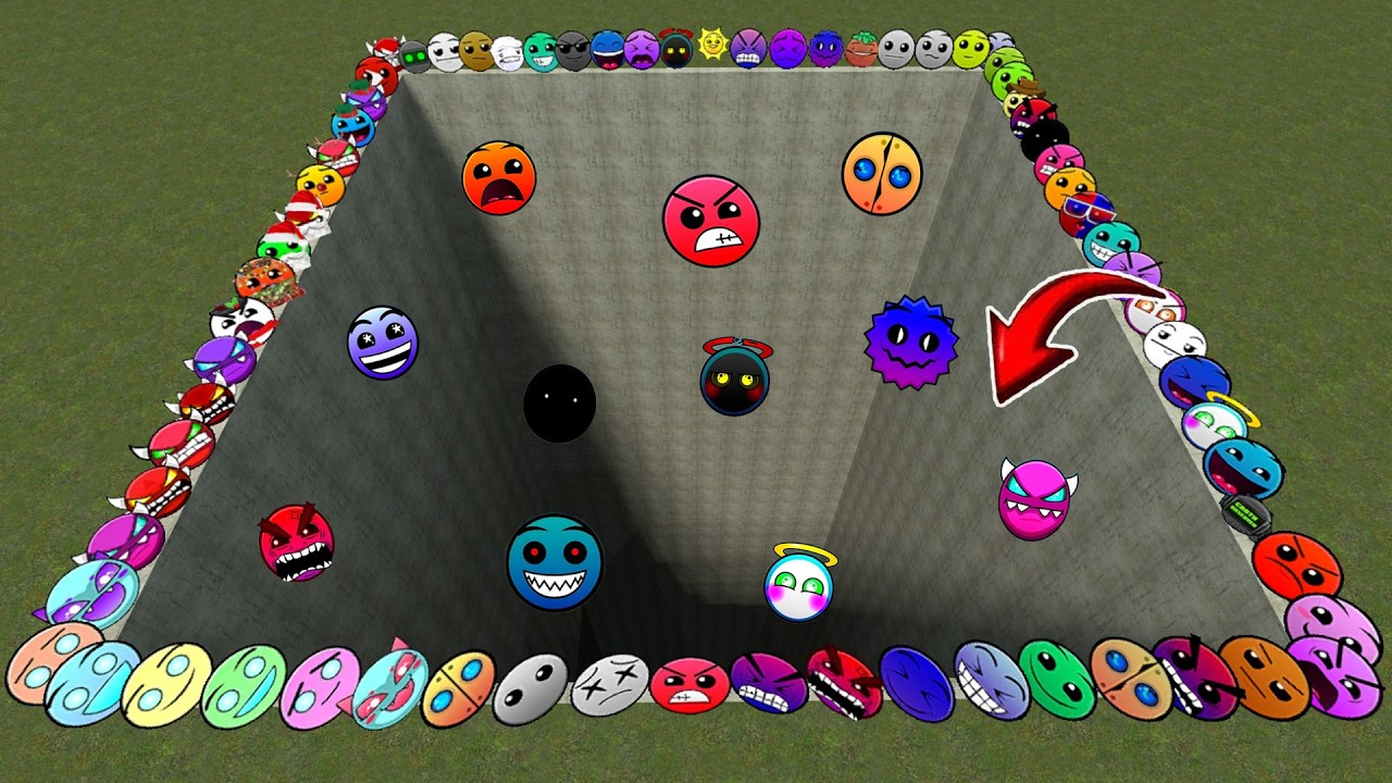Geometry Dash and Lobotomy Dash Nextbots Family FALL INTO HOLE Chasing me in Garry's Mod.