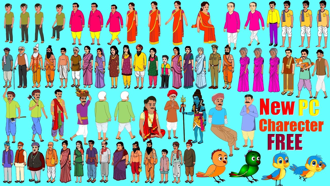 New Cartoon Characters | PC Charecter | Adobe Animate CC Charecter | Green Screen | FLA