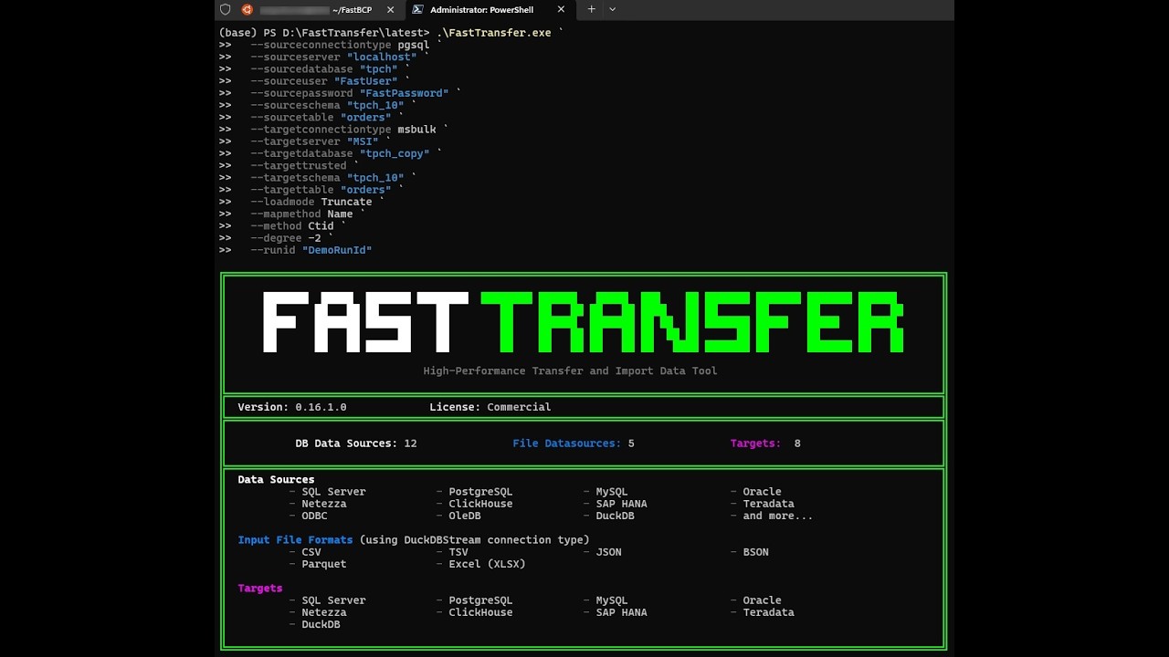 FastTransfer Mini Demo – 15M Rows from PostgreSQL to SQL Server in 7.8 Seconds (Columnstore Enabled)