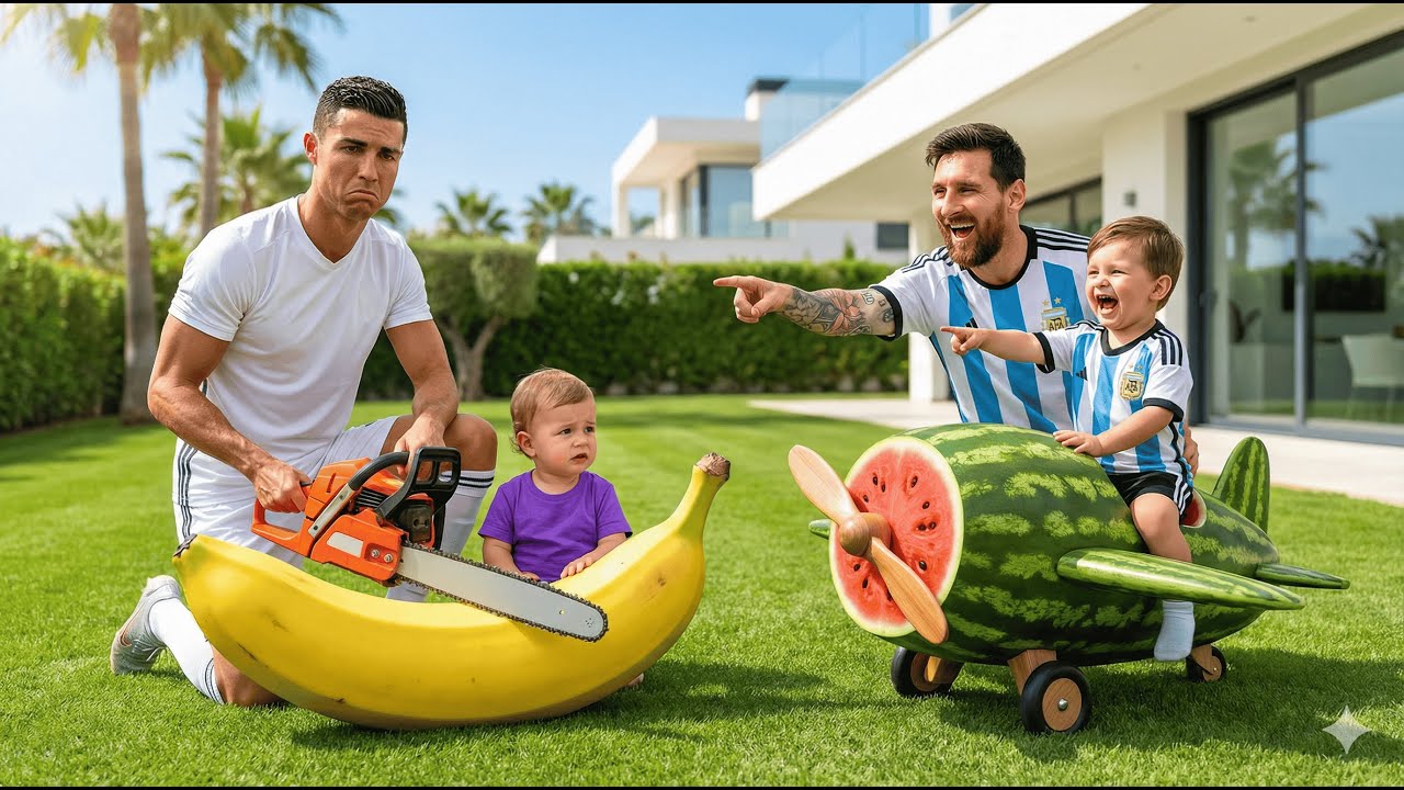 Ronaldo Jr vs Messi Jr 😱 | Banana vs Watermelon Race That Shocked Everyone!