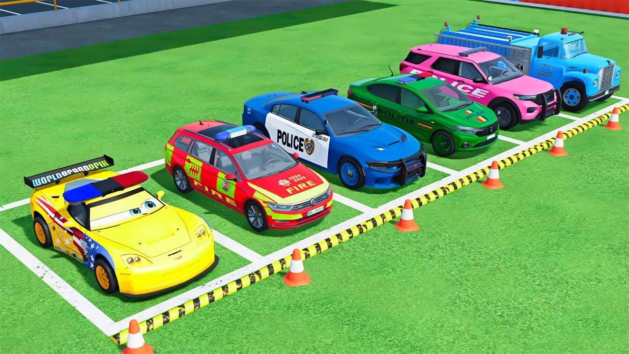 POLICE COLORFULL - TRANSPORTING POLICE CARS, AMBULANCE VEHICLES, FIRE TRUCK WITH TRUCK - FS22 #698