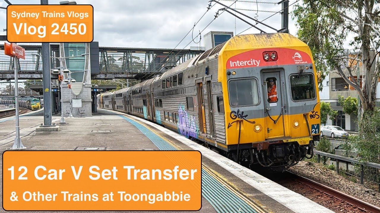 Видеоблог Sydney Trains Vlog 2450: Пересадка с 12-вагонного состава V-класса и другие поезда в Ту...