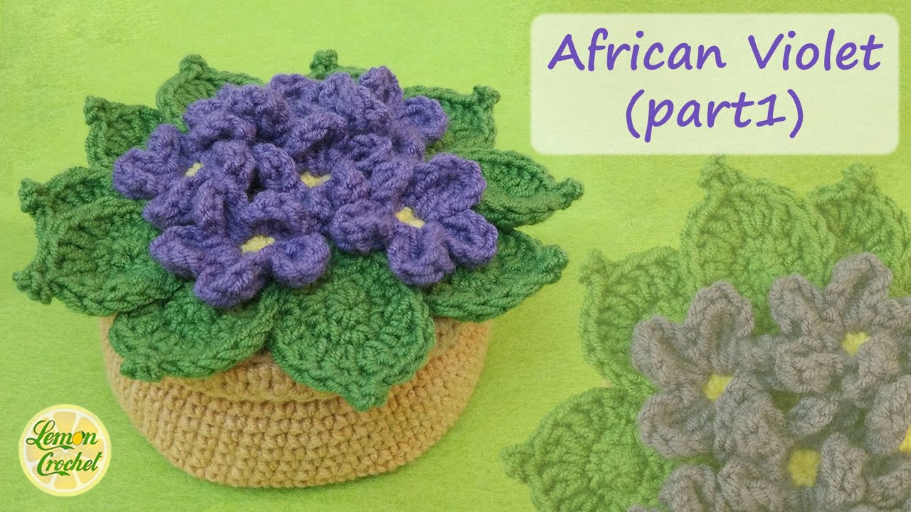 How to Crochet African Violet Pot💜 (part 1) | Crochet Tutorial for Beginners | Lemon Crochet
