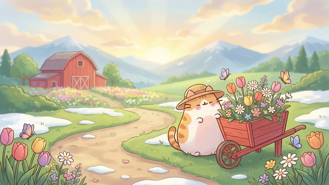 Pusheen’s Flower Morning Dreams 🌼✨ Soft Lofi for Focus & Rest 🧠💤 Calm Spring Atmosphere