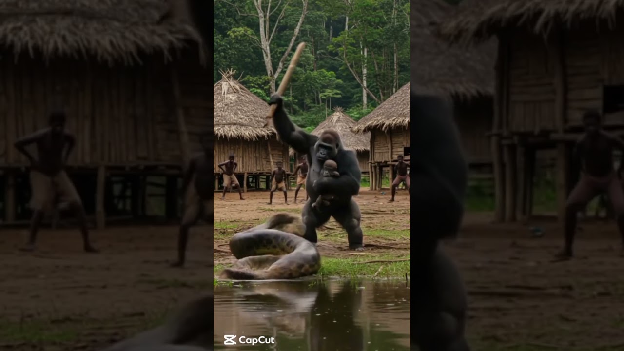 gorilla vs anaconda #ancient #gorilla  #vs #anaconda #prehistoric #survival #animation