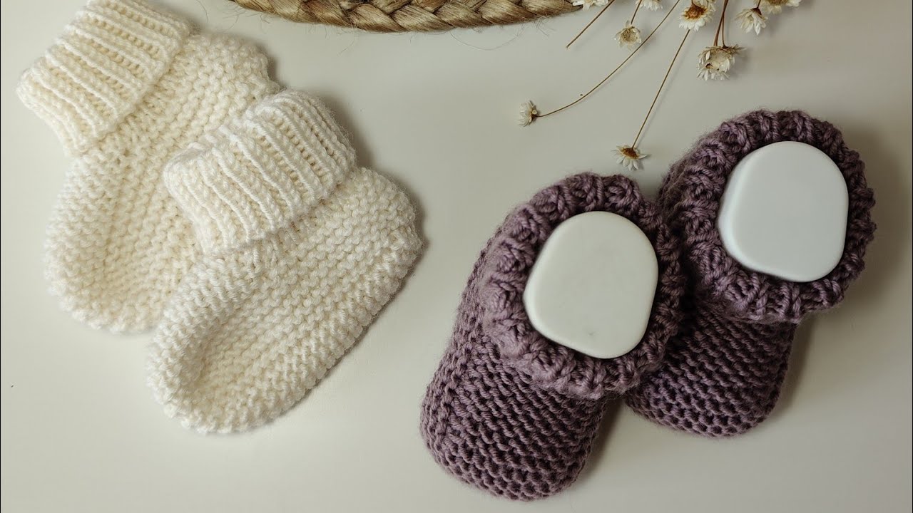 Scarpette Bolle/ calzini ai ferri per neonati/ kniting Tutorial 