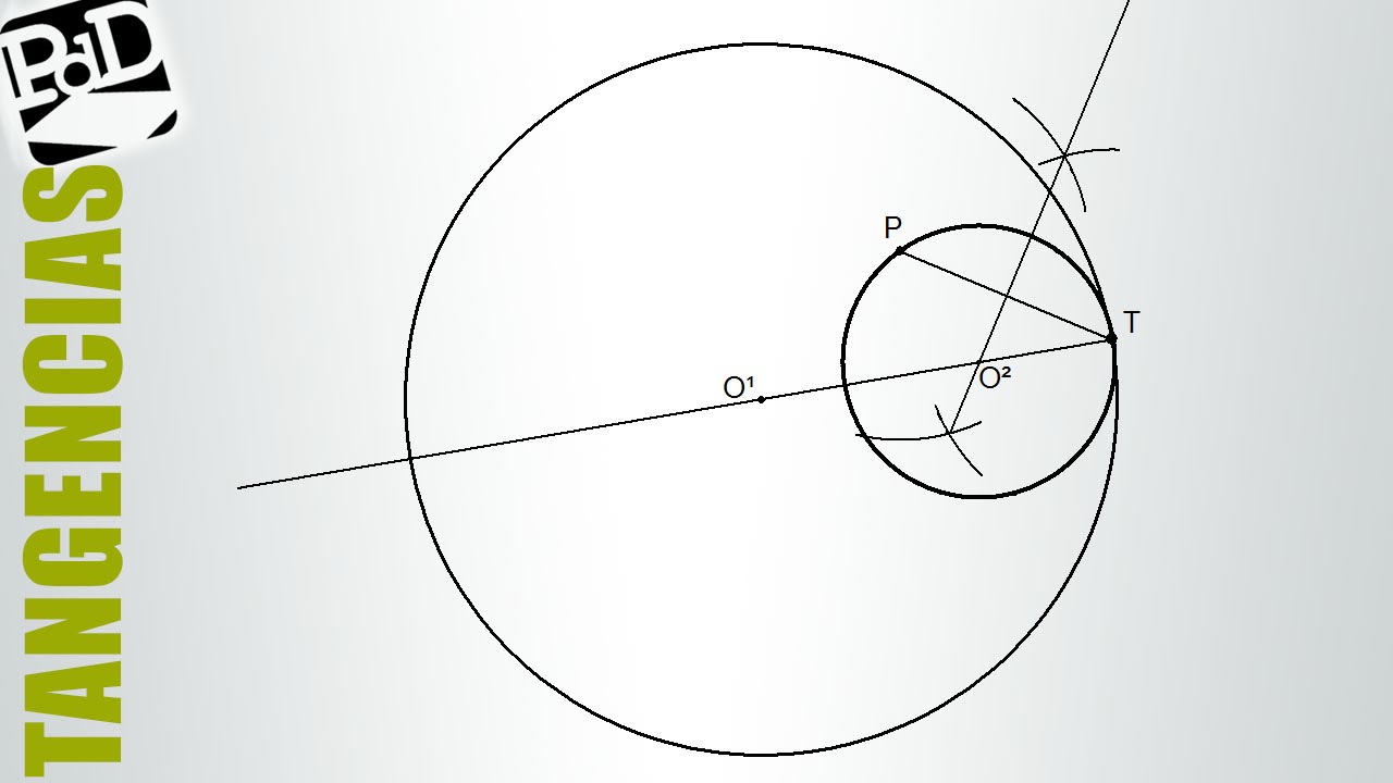 Circunferencia tangente interior a otra conocido punto de tangencia y otro punto de ella.