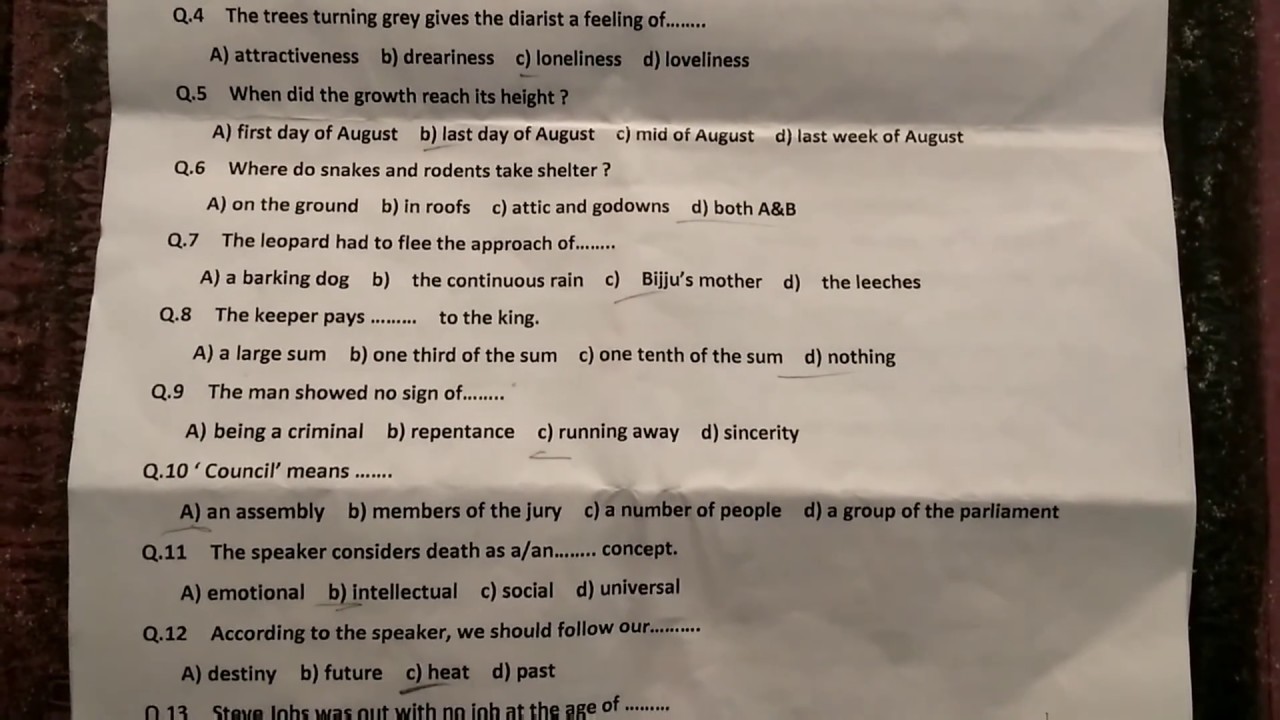 10th board English Question Paper 2018