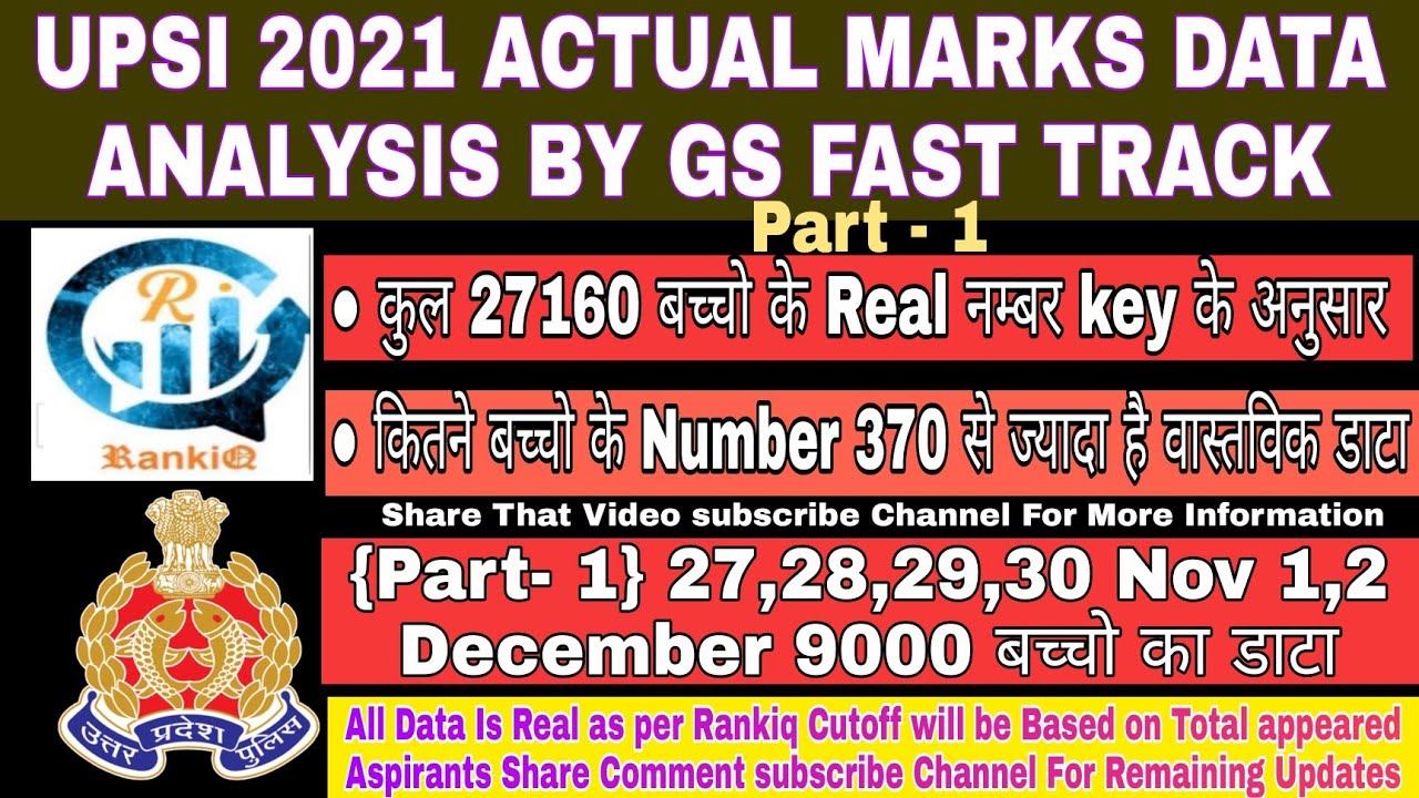 UPSI cutoff discussion|UPSI 2021 RANKIQ data Marks|UPSI EXAM में कितने नम्बर है बच्चो के|rankiq data