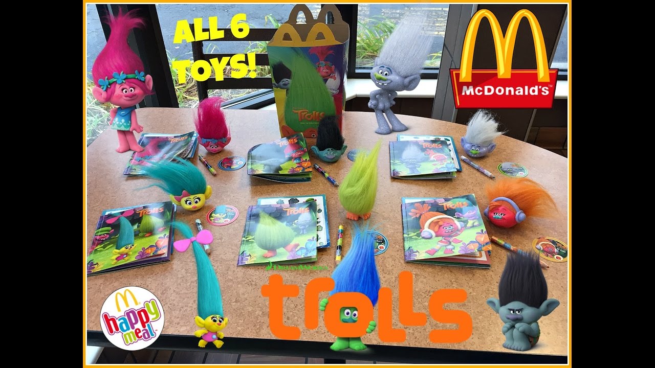 TROLLS Movie MCDONALDS Happy Meal Toys November 2016! ALL 6 TOYS!