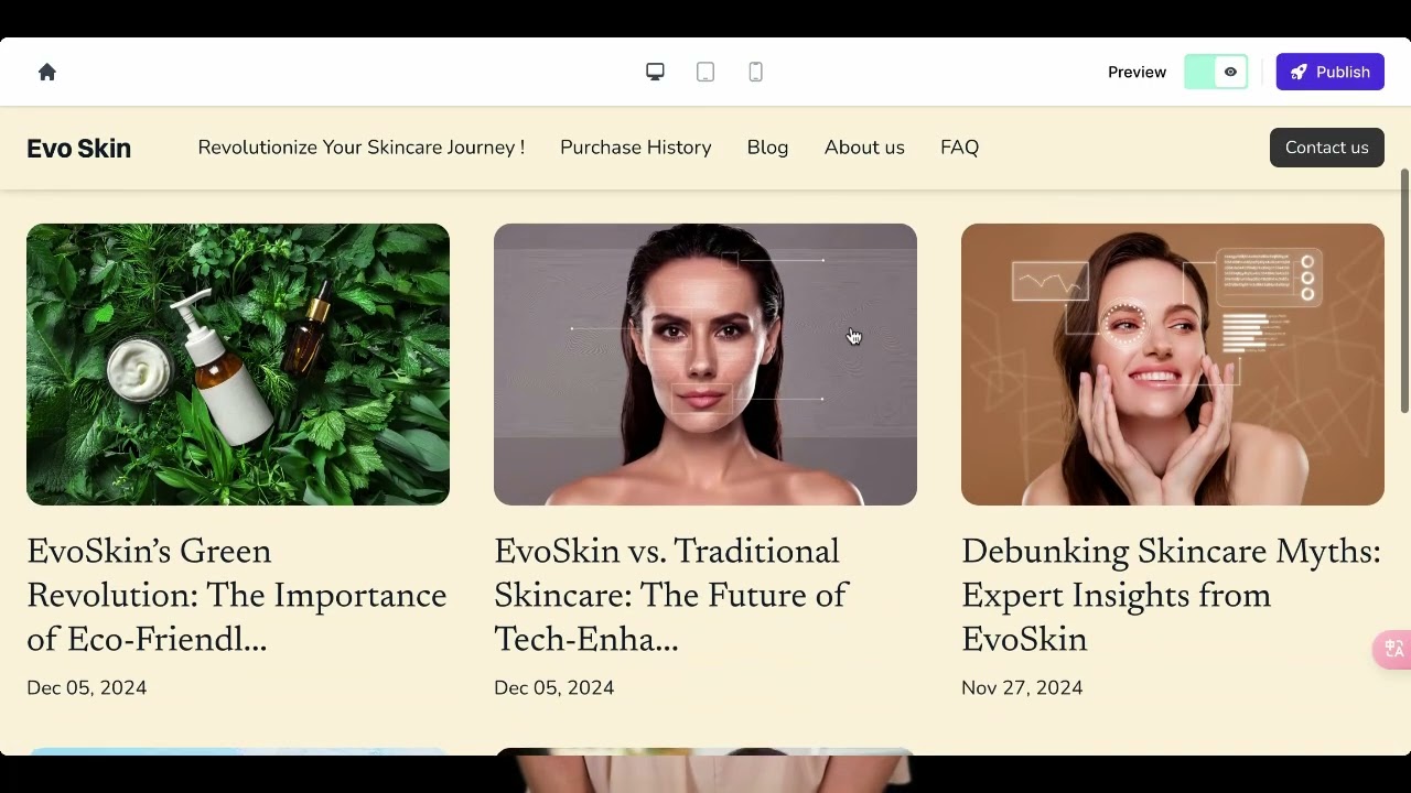 EvoSkin Website: Draft Functionality Overview