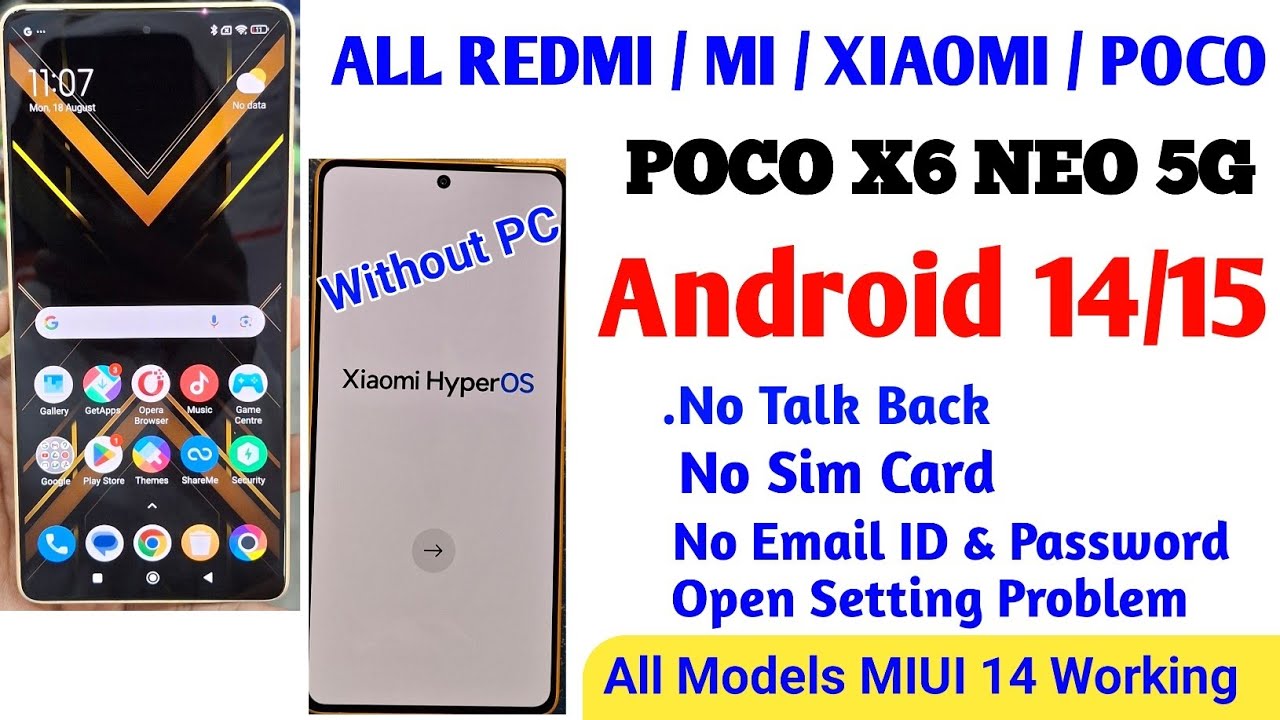 POCO X6 Neo 5G Frp Bypass Redmi Frpbypaa Android 14/15 No Need Laptop 2026