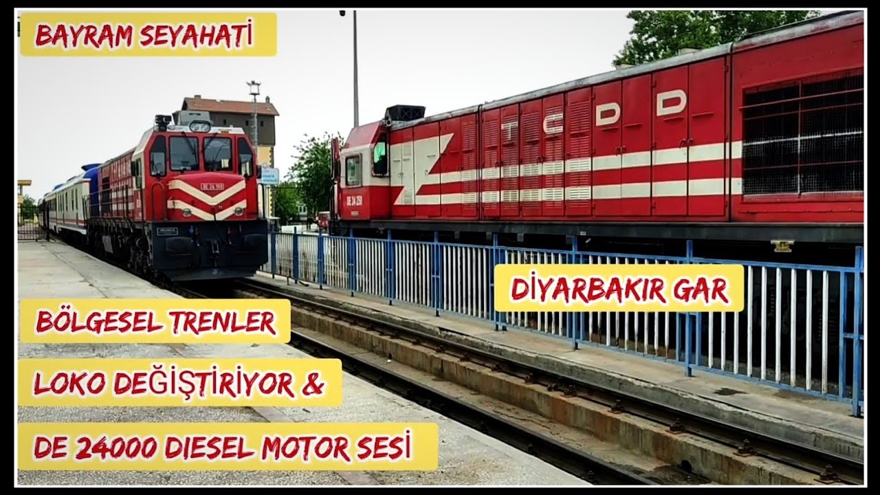 BAYRAM TRENİ: BÖLGESEL TREN LOKO DEĞİŞTİRİYOR [REGIONAL TRAIN] DE24199+DE24250 TCDD DİYARBAKIR GARI