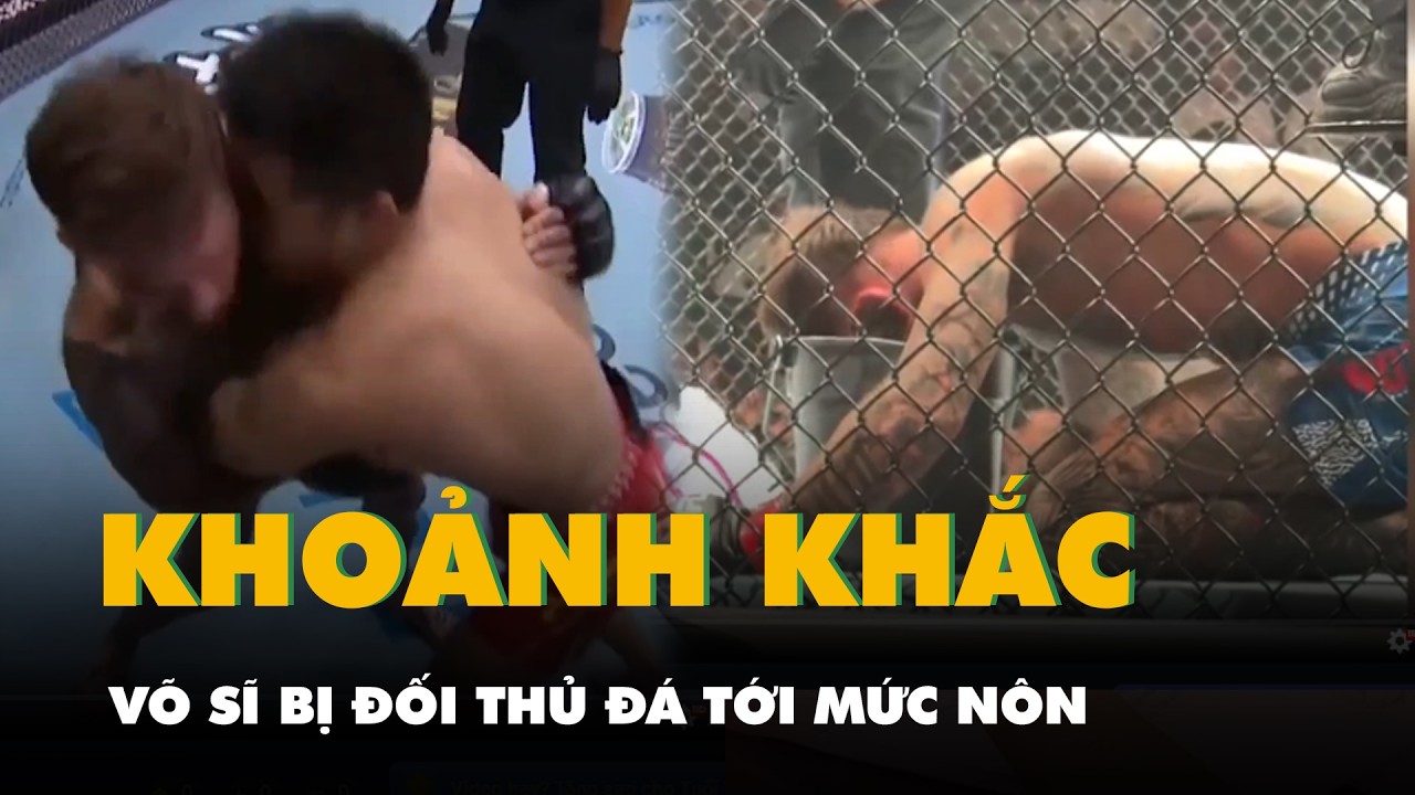 Khoảnh khắc võ sĩ Mỹ bị đối thủ đá tới mức nôn ngay trong lồng bát giác