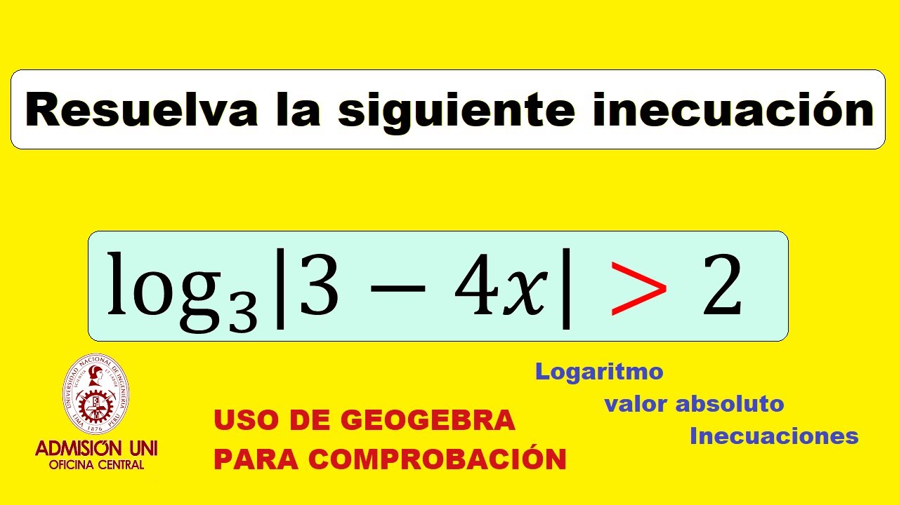 ✅ Inecuación con logaritmos y valor absoluto || Problema UNI