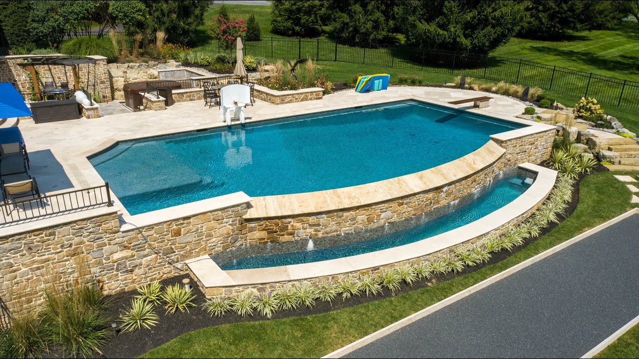 Ivory and Silver Travertine Pavers and Copings, Backyard Makeover, Landscaping Ideas, Pool Coping