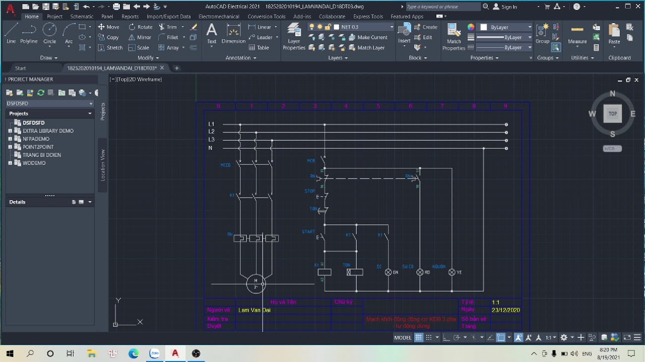 HƯỚNG DẪN VẼ MẠCH KHỞI ĐỘNG ĐỘNG CƠ KDB 3 - TỰ ĐỘNG DỪNG TRÊN AUTOCAD ELECTRICAL 2021