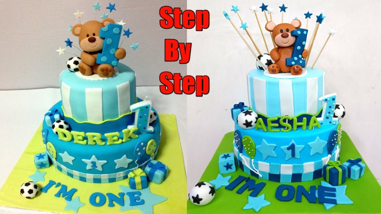 2 Layer 1st Birthday Cake | Teddy Bear Theme 1st Birthday Cake | Seller FactG
