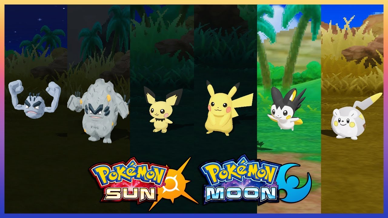 Pokemon Sun & Moon - Alolan Geodude,Alolan Graveler,Pichu,Pikachu,Emolga & Togedemaru Locations