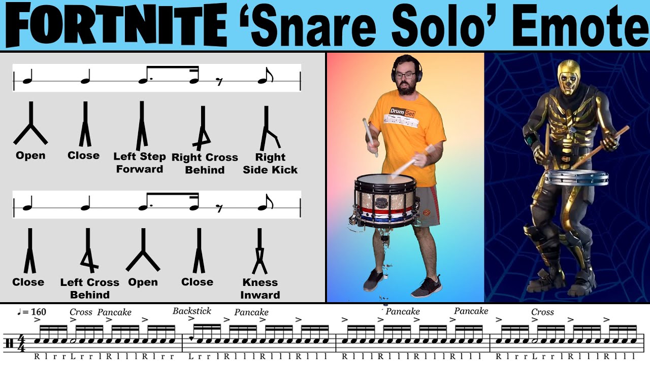 Learn the Fortnite 'Snare Solo' Emote - Full Breakdown w/ Sheet Music + Dance Steps