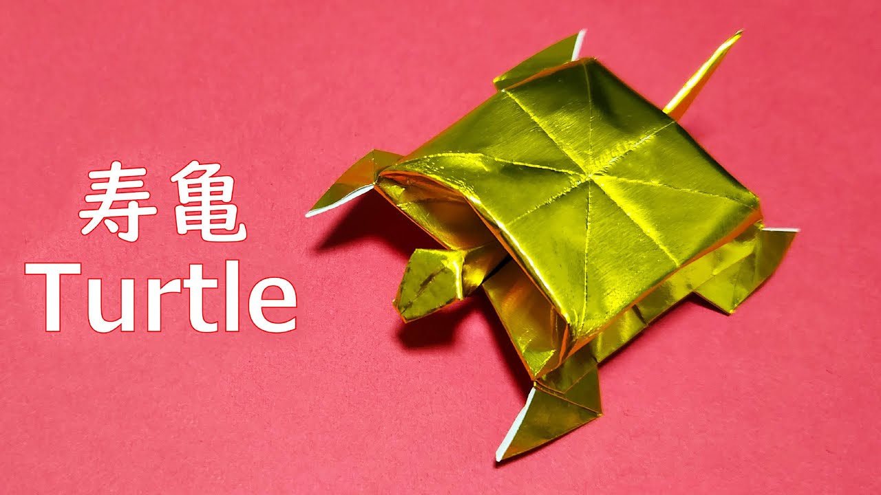 【折り紙】１枚で簡単な寿亀の作り方🐢How to make paper turtle#거북#龟#tortuga#เต่า#かめ#亀#祝#かめ#折り方#おりがみ#origami#摺紙#종이접기#DIY